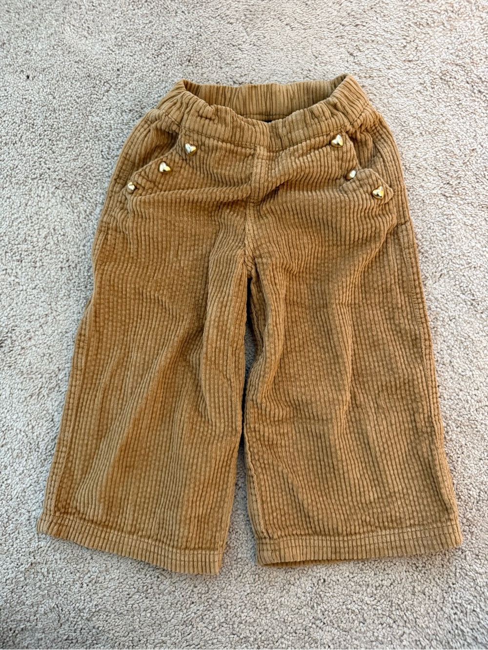 Old Navy Corduroy Wide-Leg Pants in Tan with Heart Buttons